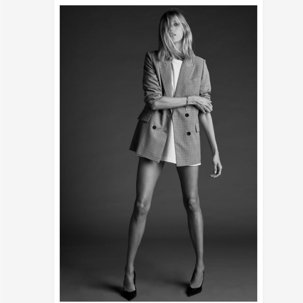 Zara longline oversized plaid blazer